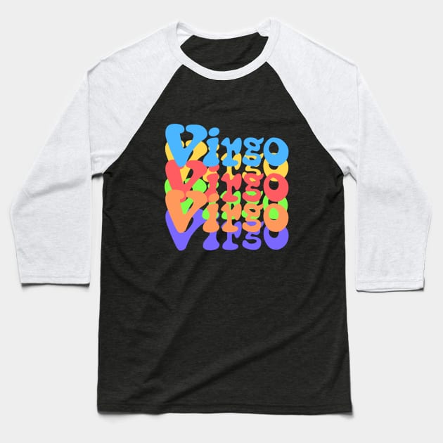 Rainbow Popart Virgo Baseball T-Shirt by Scarlett Blue